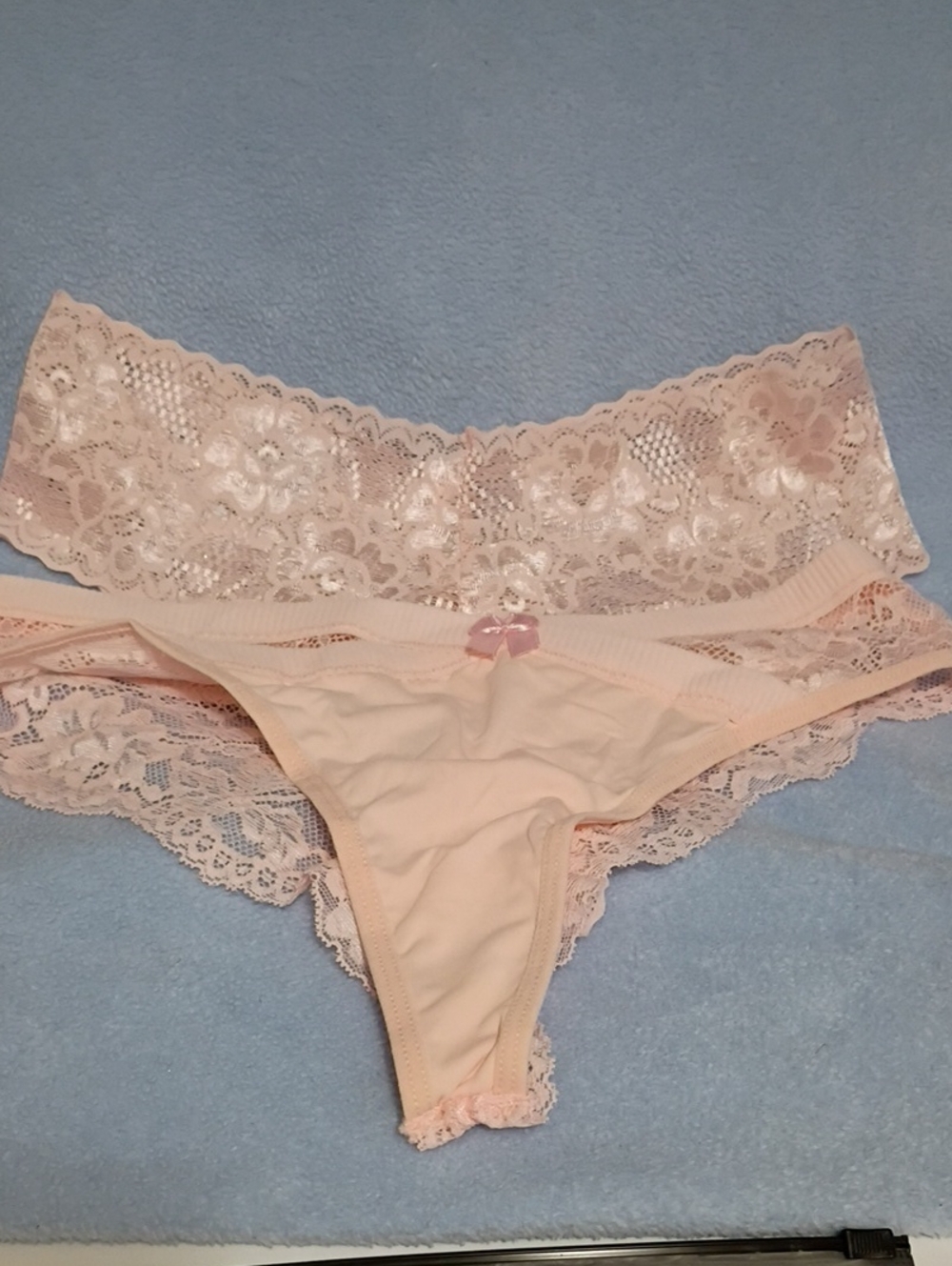 Women's Lace Bikini & Thong Set - Light Blush Pink